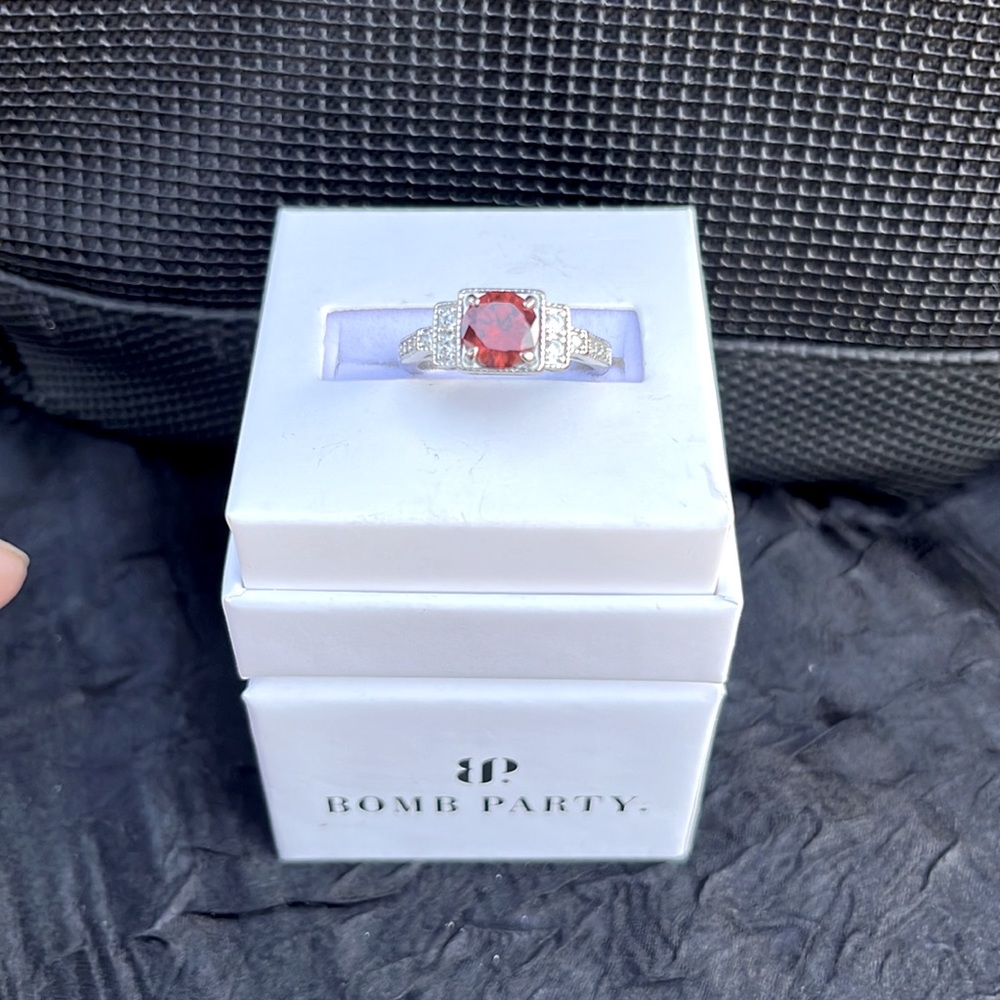 Ring Bomb size 7 lab created deep ruby red